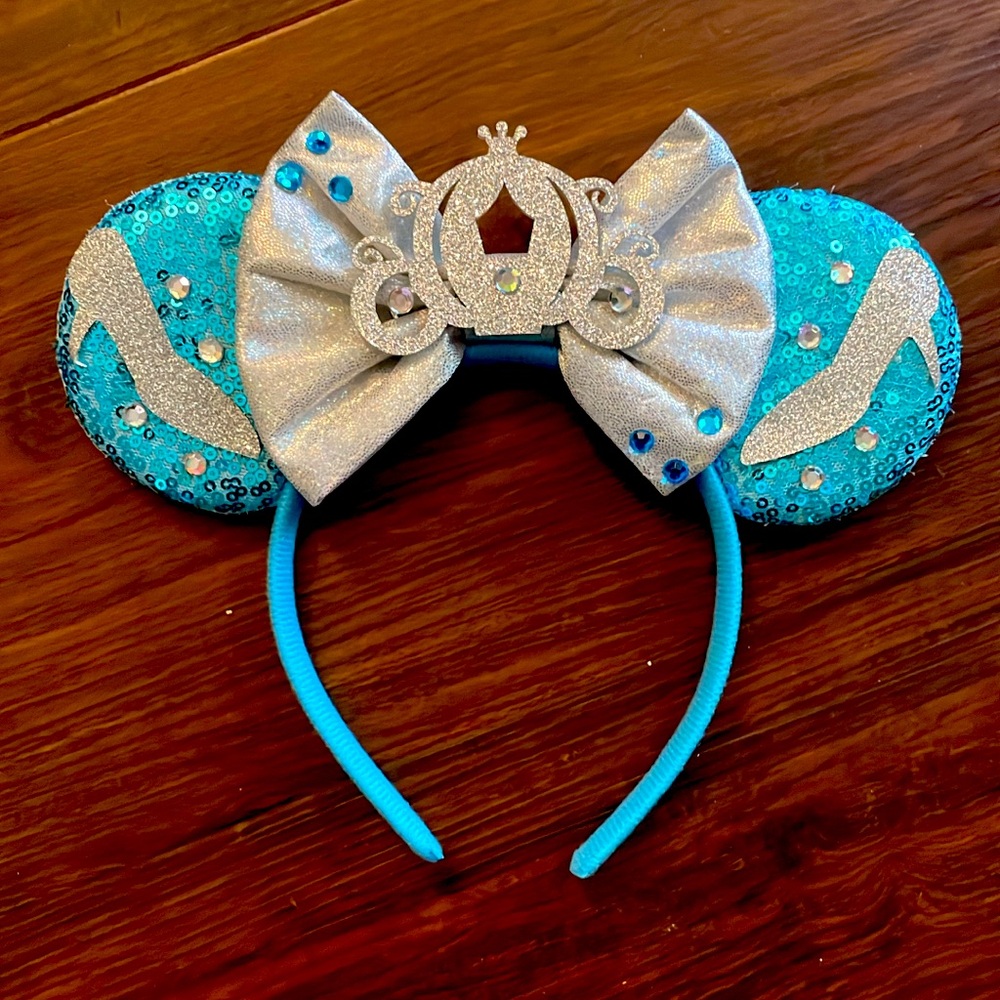 Blue and Silver Mouse Ears Headband